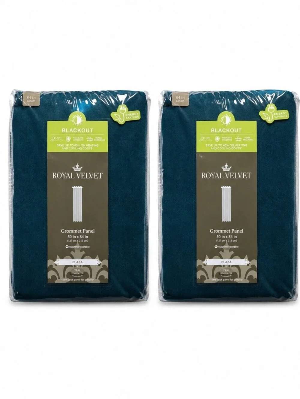 Royal Velvet Plaza Blackout Curtains Teal Stargazer 50x84 - Set of 2